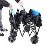 Big Large Capacity Folding Cart Extra Long Extender Wagon Garden Shopping Beach Black Blue