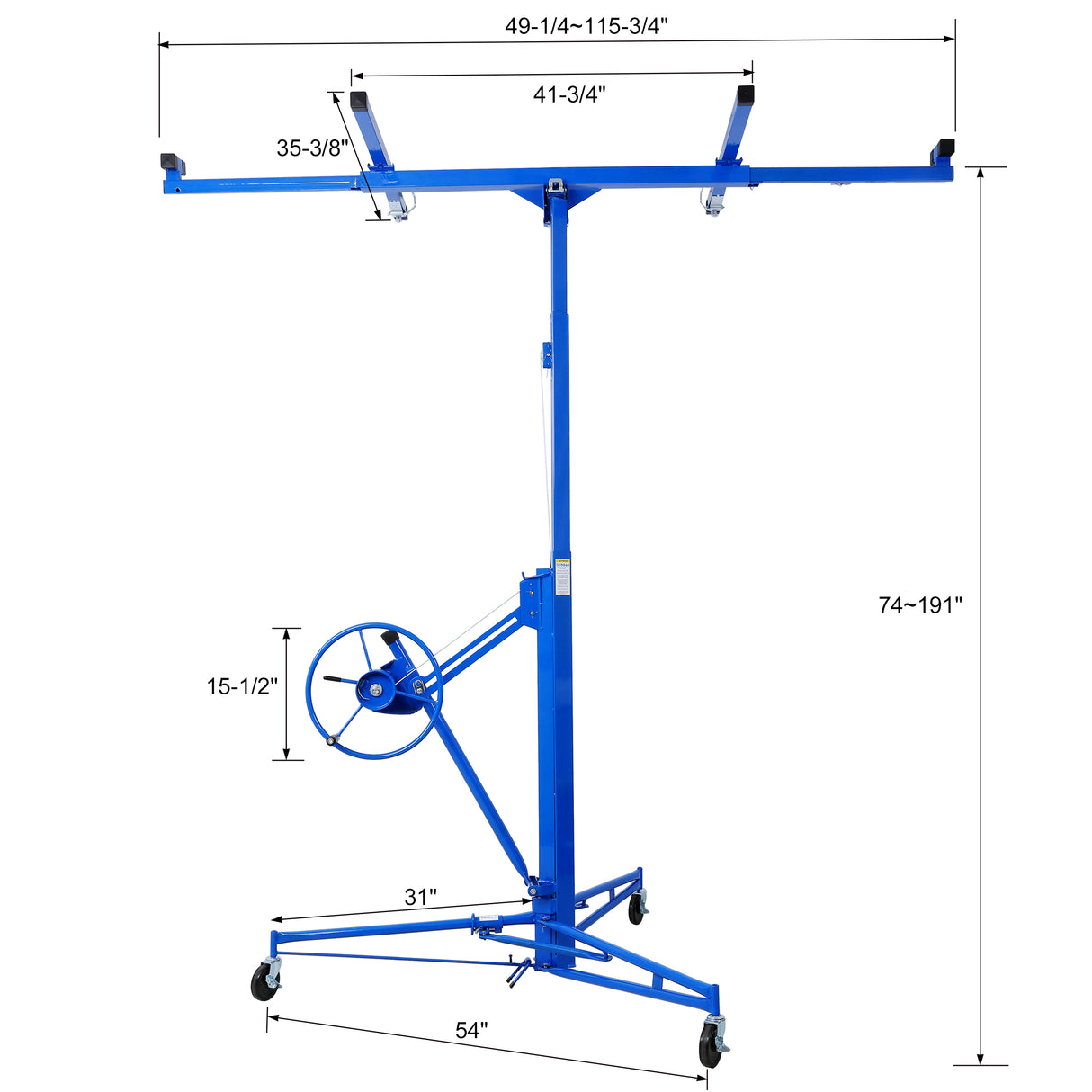 Drywall Panel Hoist Lift Rolling Jack Lifter 16ft--Blue