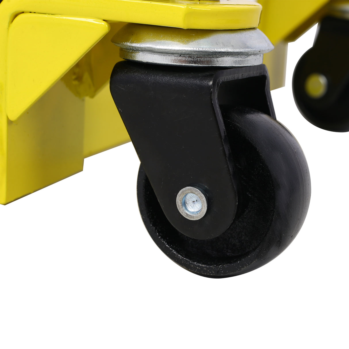 Gato elevador hidráulico para motocicleta, capacidad de 1500 libras, mesa portátil de tijera ATV con 4 ruedas, soporte de elevación accionado por el pie con amarre, color amarillo