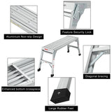 Work Platform Aluminum Portable Bench Folding Ladder ANSI Capacity 225 LBS 40"--Grey