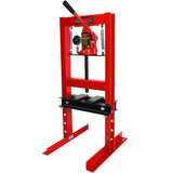 6 Ton Hydraulic Shop Floor Press with Pressure Gauge Steel H-Frame Shop Press with Steel Plates Adjustable Working Table-Red