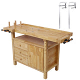 Wooden Workbench for Garage Workshop and Home with Bar Clamps Set 20 inch x 4-3/4 inch Throat Pack of 2