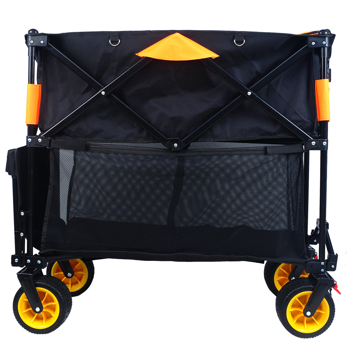 Grand chariot pliant de grande capacité, chariot d'extension Extra Long, chariot de jardin pliable, chariot de plage, noir Orange