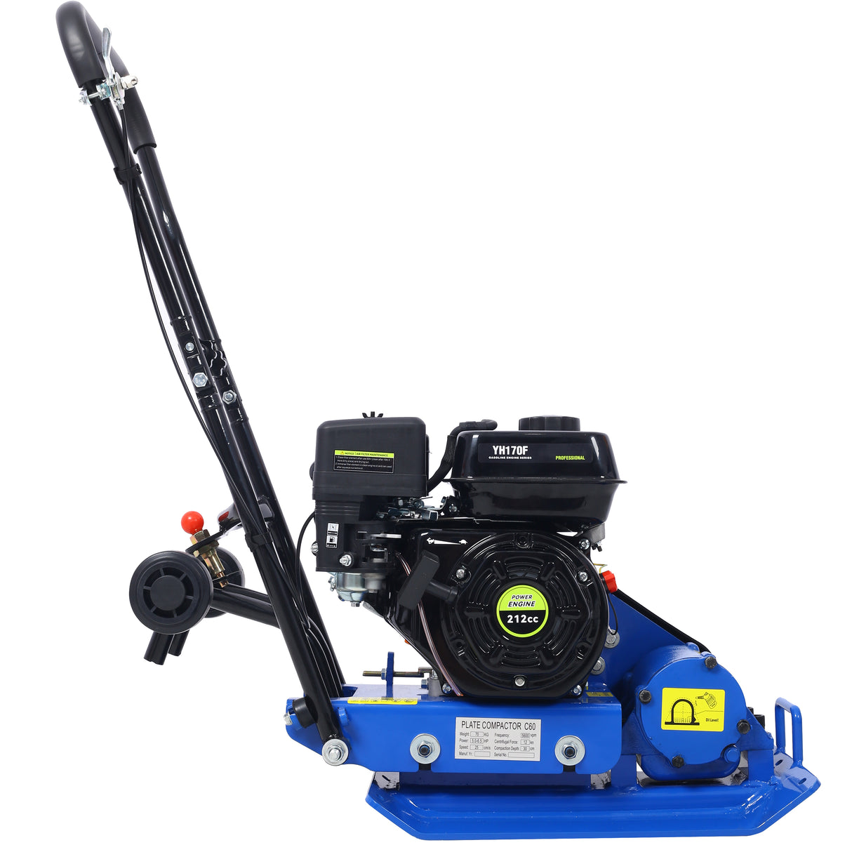 212cc 6.5HP 5600VPM Gas Vibration Compaction Force 20 x 14 inch Plate Compactor w/Built-in Wheel EPA compliant