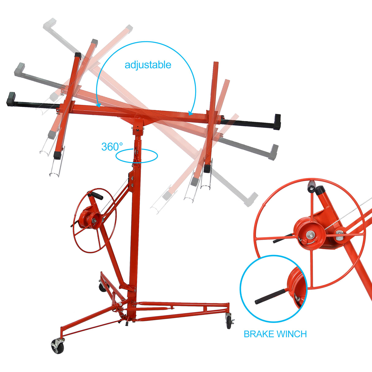 Hebebühne für Trockenbauplatten, Rollwagenheber, 16 Fuß, Rot