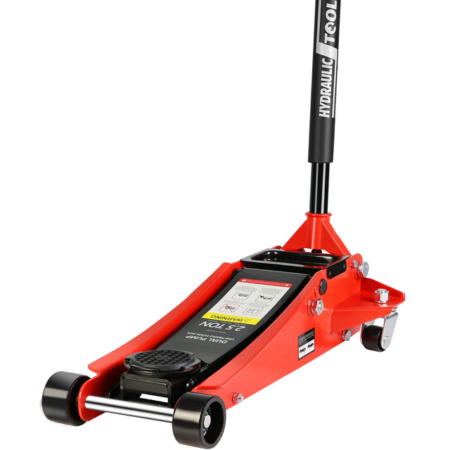 2.5 Ton Low Profile Floor Jack Steel Racing with Dual Pistons Quick Lift Pump Lifting Range 3.5"-19.5"