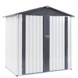 6x4x6ft Hardin Metal Storage Shed Mga Tool sa Panlabas na Pag-iimbak ng Rainproof Hinge Door Version Grey White