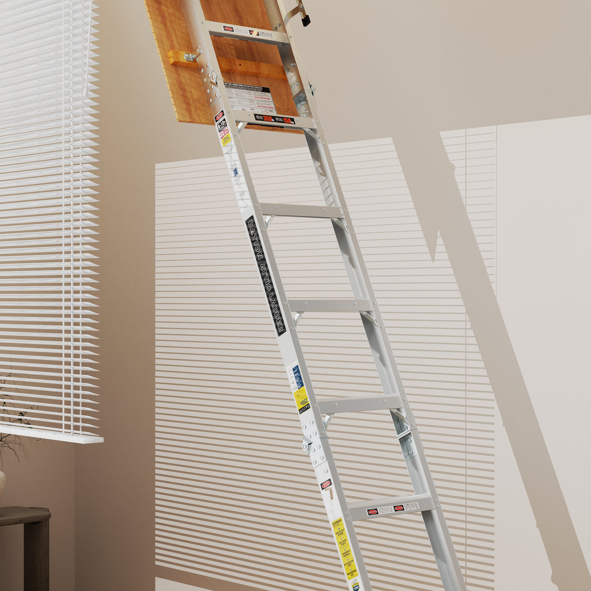 Aluminium zolderladder 350 lbs capaciteit 22 1/2" x 54" opening 7-10ft plafond - metallic grijs