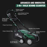 Garden Scarifier 2-in-1 16INCH Dethatcher Scarifier 15 Amp Electric Lawn Dethatcher Removable Collection Bag Extra Large 58QT