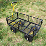 Solid Wheels Tools Wagon Cart Garden Trucks Transport Firewood Black Yellow