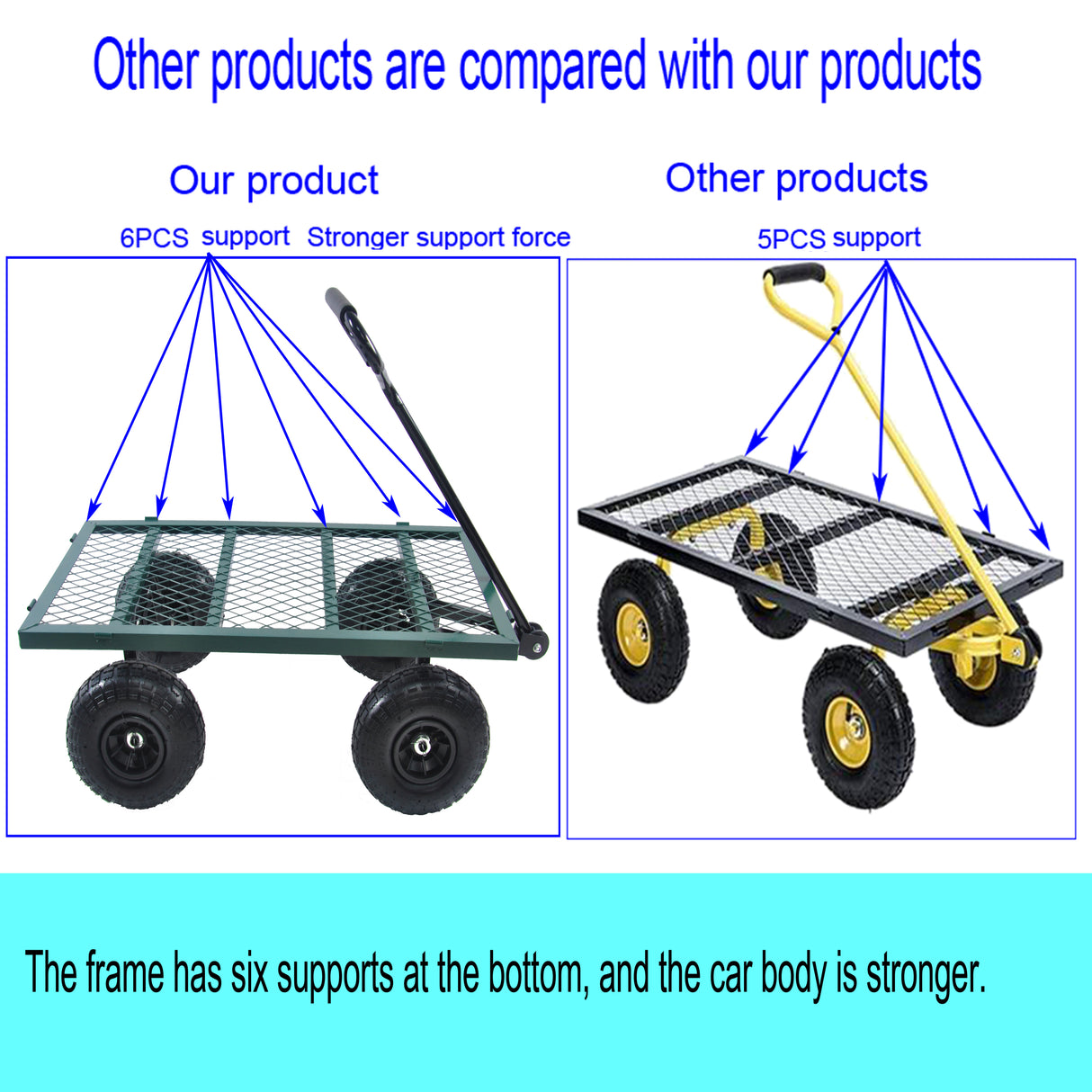 Wagon Cart Garden Trucks Transport Firewood Green Steel 600 lbs Capacity