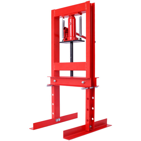 Hydraulic 6 Ton H-Frame Garage Floor Adjustable Shop Press with Plates--Red