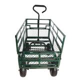 Wagon Cart Garden Trucks Transport Firewood Green Steel 600 lbs Capacity