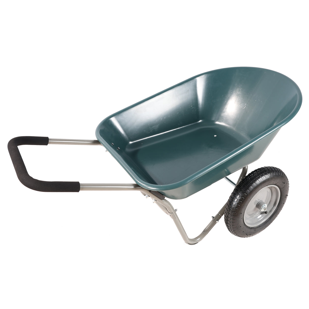 Wheel Barrow Two wheeled Trolley for Green Garden 15 inch Pneumatic 300 lbs Capacity