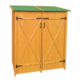 63.58"X 24.6"X 53.15" Wooden Shed Natural for Backyard Garden Big Tool Storage Flat Roof Room