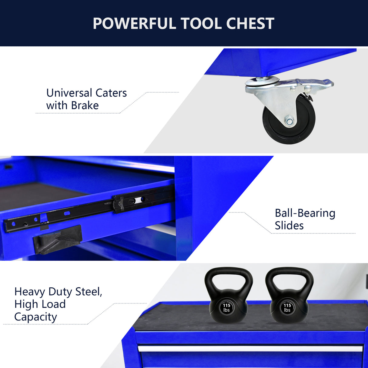 4 Drawers Multifunctional Tool Cart with Wheels Blue