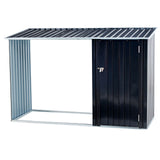 Abri de stockage de bois de chauffage, support d'extérieur avec porte-bûches, abri pour terrasse en acier galvanisé Anthracite