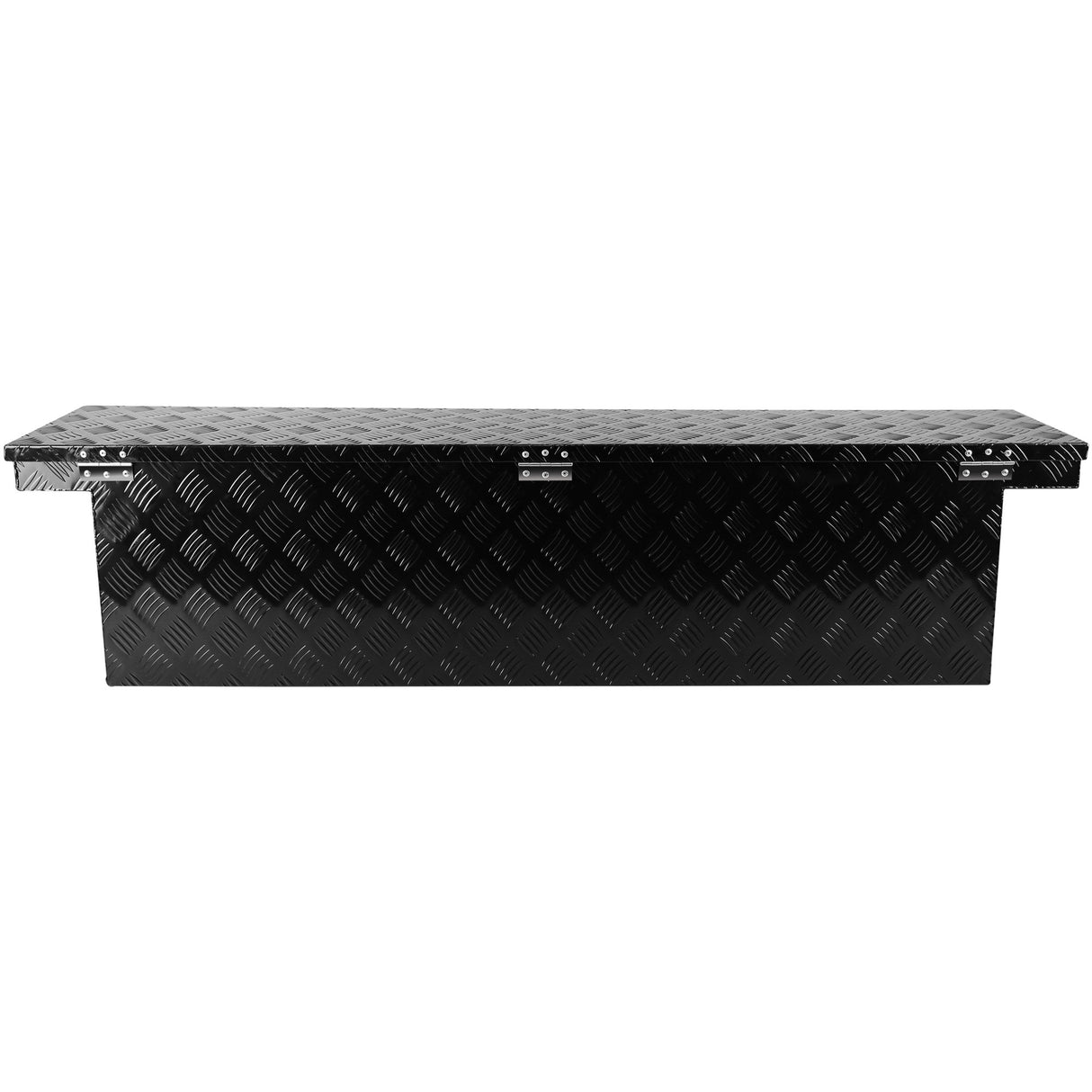 60.2"(L) x 12.2"(W) x 14.4"(H) Pickup Tool Box Trailer para sa Bed of Truck Aluminum Stripes para sa RV Tralier Chrome Latch Black Surface