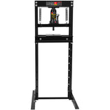 Hydraulic 12 Ton H-Frame Garage Floor Adjustable Shop Press with Plates Black