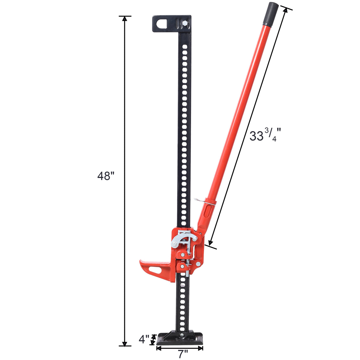 High Lift Farm Jack 48" Utility 7000 lbs Kapasitet Ratcheting Off Road Heavy-Duty for traktor lastebil SUV Støtfanger Rød