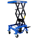 300 lbs Hydraulic Motorcycle Scissor Jack Lift Foot Step Wheels for Small Dirt Bikes Blue