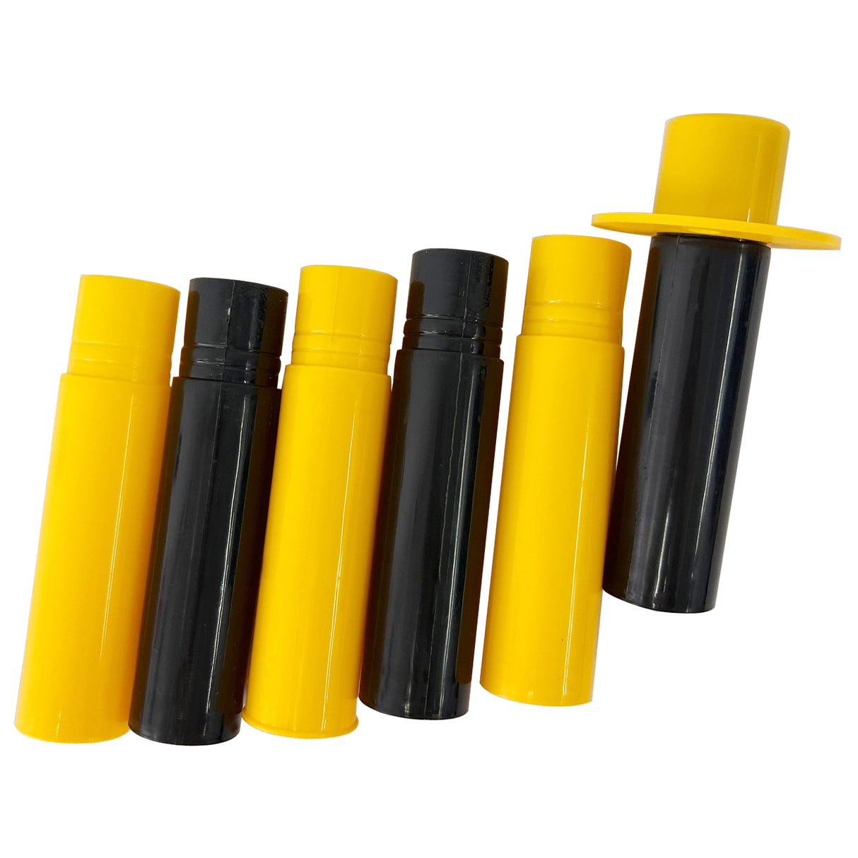 Lot de 6 cônes de délinéation de la circulation avec base rechargeable, barrière de sécurité réglable avec chaîne en plastique de 1,5 m, poteau de contrôle des foules extérieur et intérieur pour le contrôle et l'avertissement - jaune + noir