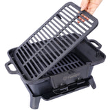 Parrilla ovalada de hierro fundido, carbón portátil para exteriores y sartén de mesa, estufa de Camping pequeña y duradera esmaltada Hibachi, color negro