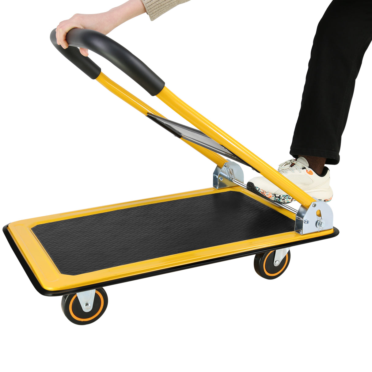 Moving Platform Hand Truck Home Large Foldable Push Cart Dolly 330 lbs Capacity Heavy Duty Space Saving Collapsible Swivel Push Handle Flat Bed Wagon