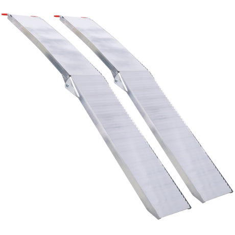 Rampas para camiones de 2 uds., rampa de carga portátil de 80x12 pulgadas, capacidad de 1500 libras, plegable de aluminio con mango y hebilla, plateada