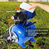 1.6HP Shallow Well Pump with Pressure Tank Garden Water Irrigation Automatic Booster Pump for Home Garden Lawn Farm