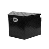 Caja de lengüeta con placa de diamante de aleación de aluminio para remolque, caja de herramientas, almacenamiento resistente con cerradura y llaves, utilidad para camioneta, remolque RV, 28,5 "x 17,7" x 18,5"