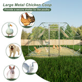 10 ft. x 20 ft. Galvanized Large Metal Walk in Chicken Coop Cage Farm Poultry Run Hutch Hen House