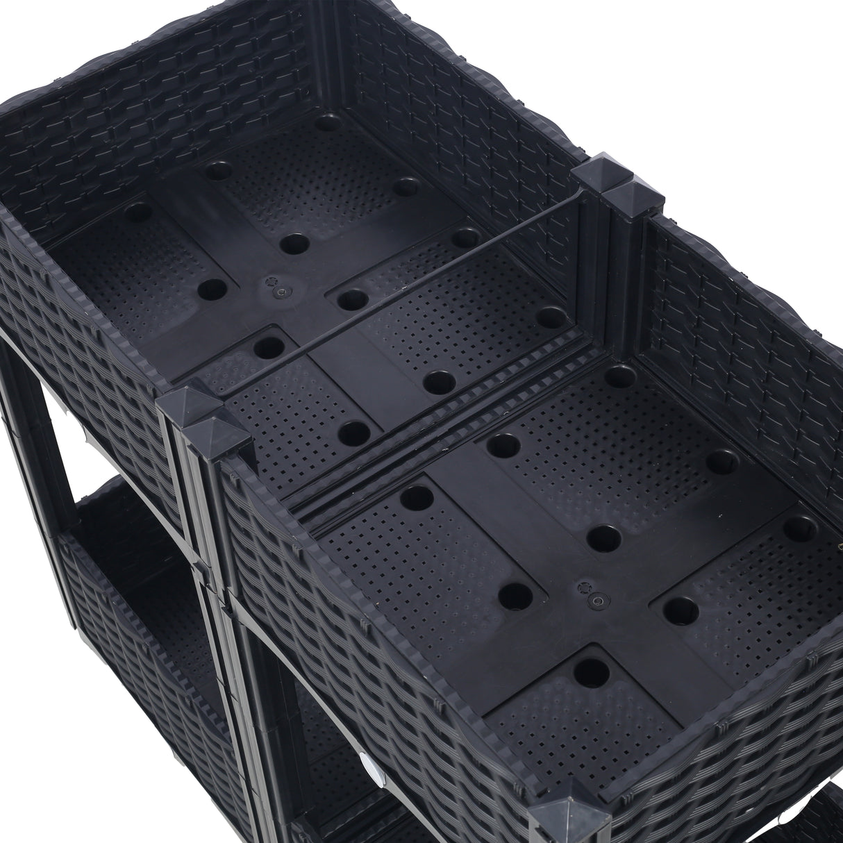 31.5"x15.7"x27.7" Elevated Planter Garden Box with Drainage Plug Raised Beds for Vegetable/Flower/Herb Outdoor Standing Gardening Kit--Black