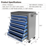 Multifunctional Mechanic Rolling Tool Chest Storage Cabinet with 7-Drawer Wheels for Garage Warehouse Workshop Repair Shop