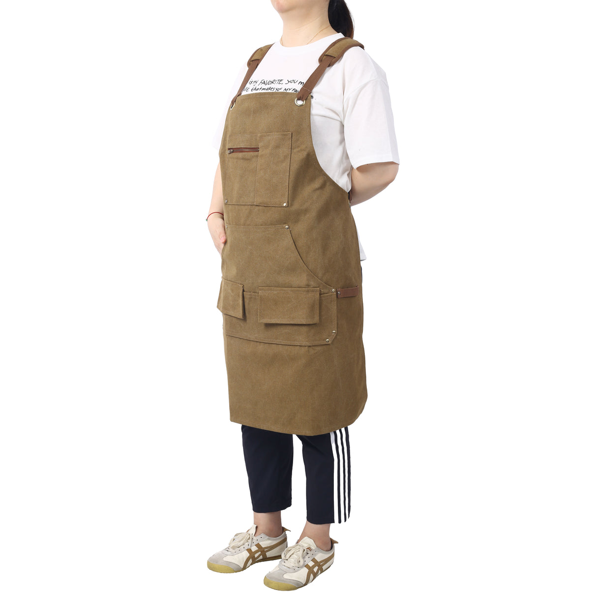 Long Heavy Duty Canvas Tool Apron Carpenter Woodworking Aprons Carpenters 16 Oz Fully Adjustable to Comfortably Fit Men and Women not Waxed