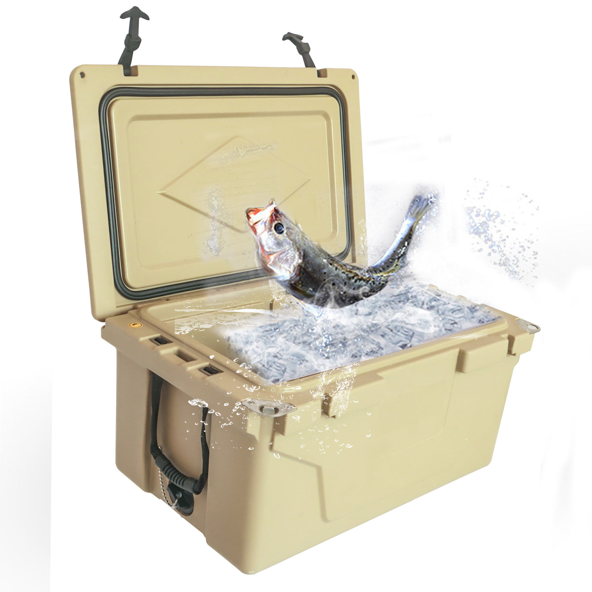 Caja enfriadora de hielo 65QT, caja de cerveza para acampar, pesca al aire libre, color caqui