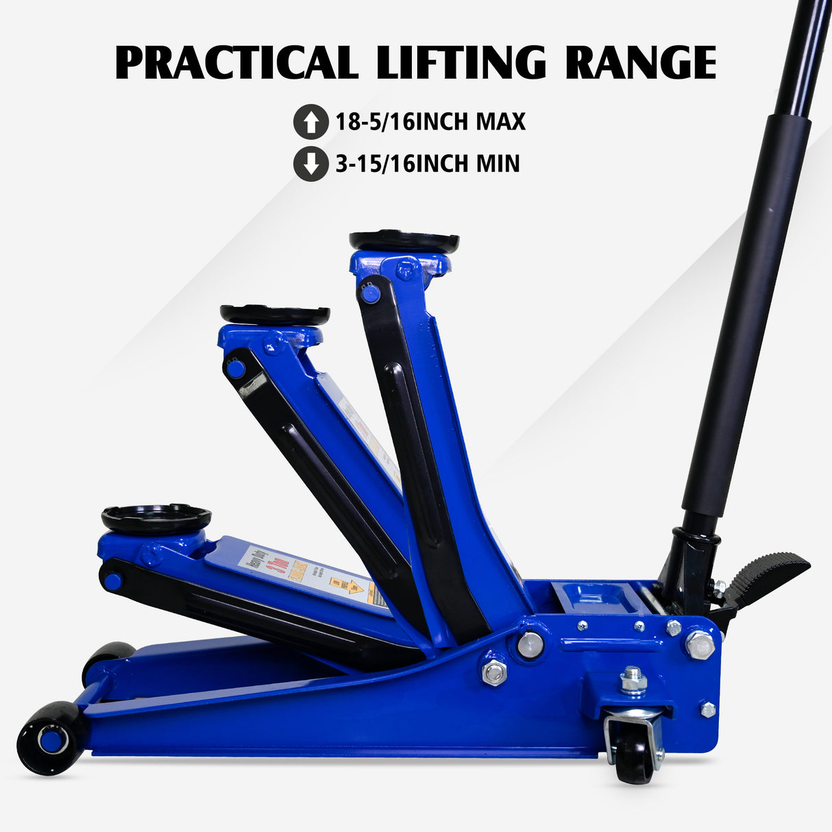 3T Heavy Duty Horizontal Double Pump Floor Jack Foot Model and Steel Racing with Dual Piston Quick Lift Pump 6,000 lb Capacity--Blue