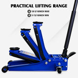 3T Heavy Duty Horizontal Double Pump Floor Jack Foot Model and Steel Racing with Dual Piston Quick Lift Pump 6,000 lb Capacity--Blue