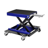 1100 Lbs Steel Wide Deck Motorcycle ATV Scissor Lift Jack with Dolly and Hand Crank Bikes Garage Repair Hoist Stand