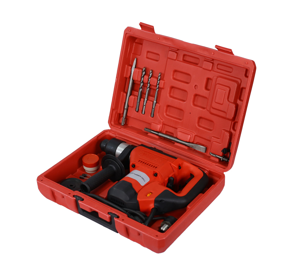 Bohrhammer 1100 W 1-1/2 Zoll SDS Plus Bohrer 3 Funktionen Rot Schwarz