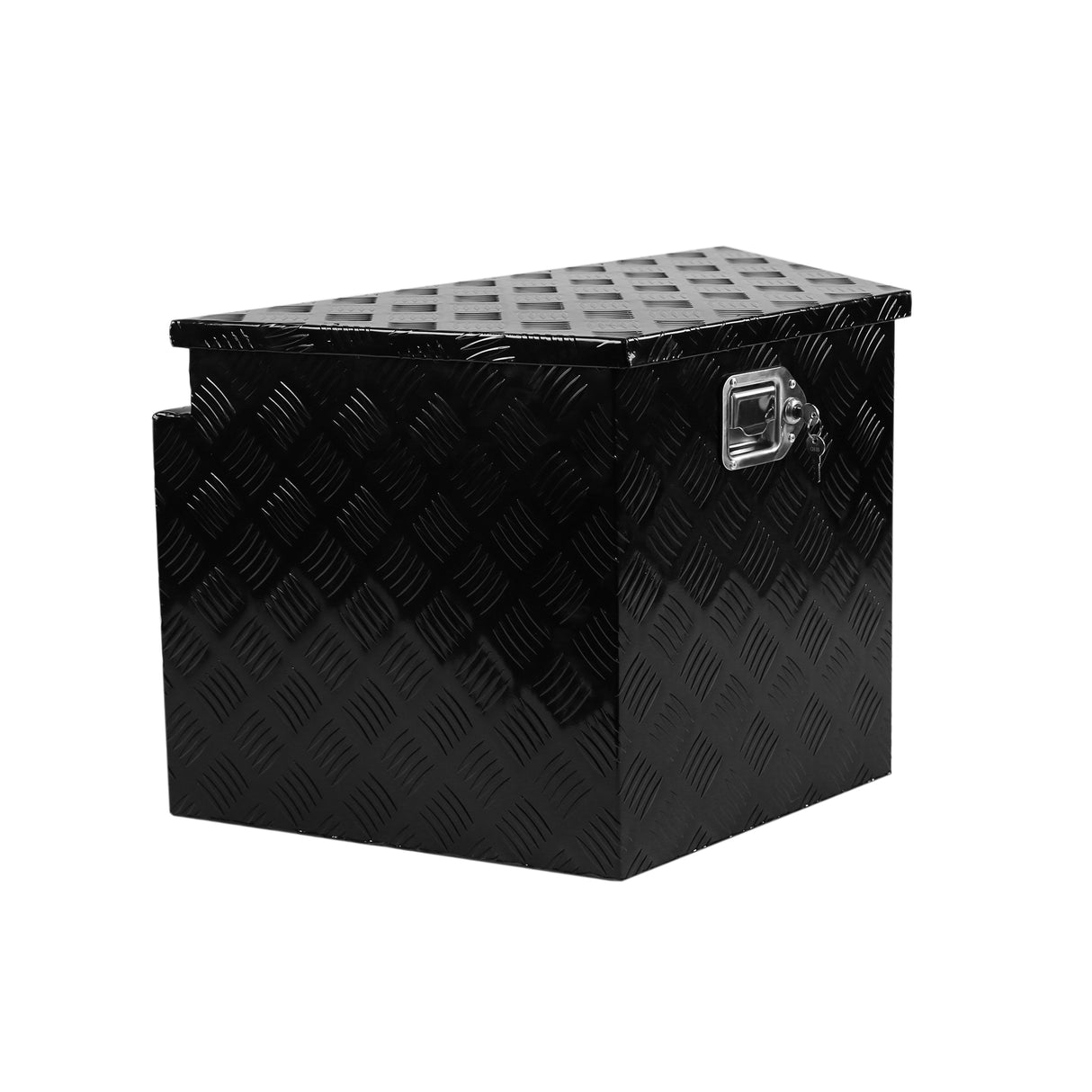 Caja de lengüeta de remolque de aluminio con placa de diamante de alta resistencia de 33 pulgadas, organizador de almacenamiento de herramientas para camioneta con cierre de sello resistente a la intemperie y llaves, negro 32,5 x 20,5 x 18,3 pulgadas