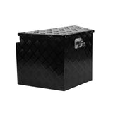 Caja de lengüeta de remolque de aluminio con placa de diamante de alta resistencia de 33 pulgadas, organizador de almacenamiento de herramientas para camioneta con cierre de sello resistente a la intemperie y llaves, negro 32,5 x 20,5 x 18,3 pulgadas