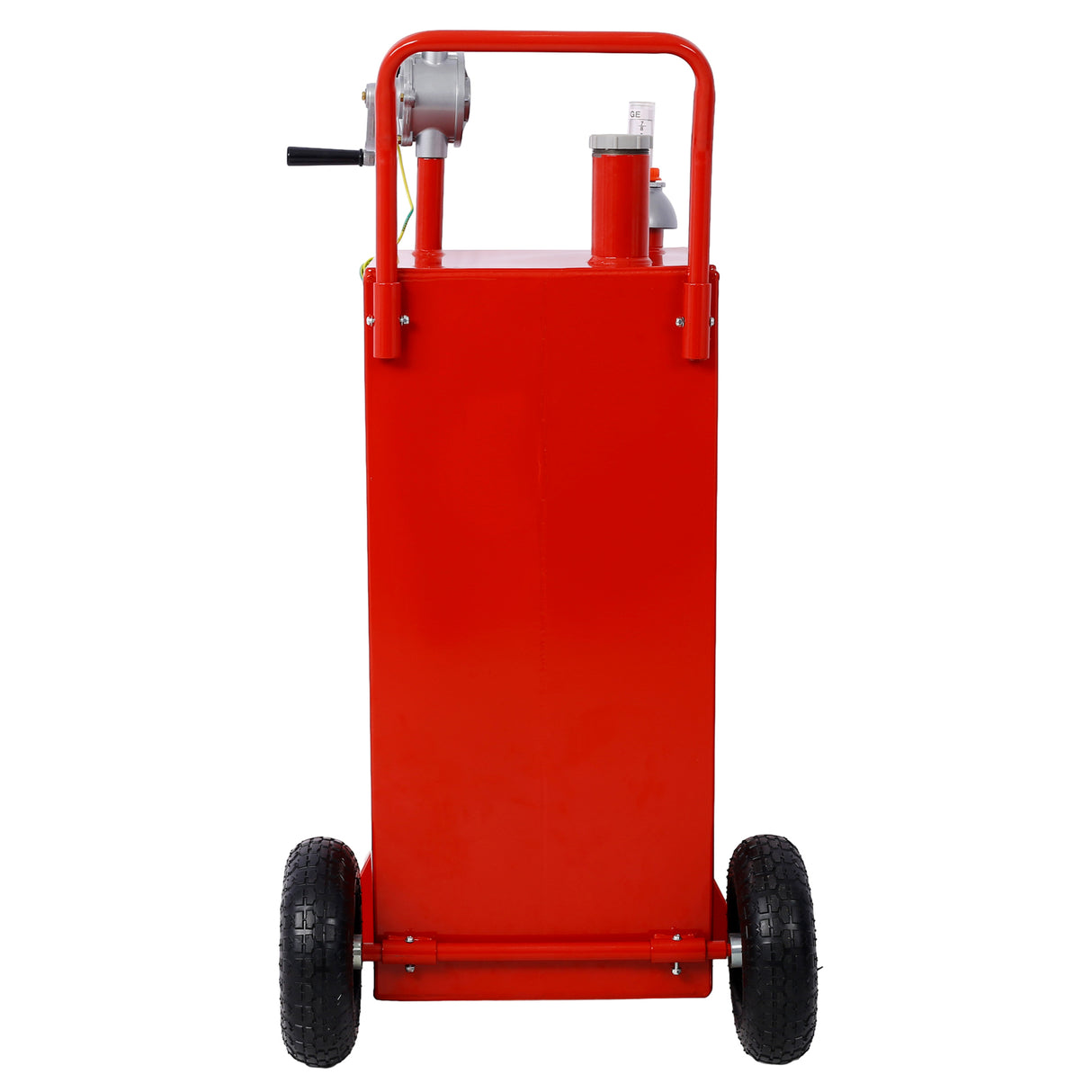 30 Gallon Gas Caddy With Wheels Fuel Transfer Tank Gasoline Diesel Can Reversible Rotary Hand Siphon Pump Storage For Automobiles ATV Car Mowers Tractors Boat Motorcycle (Red)