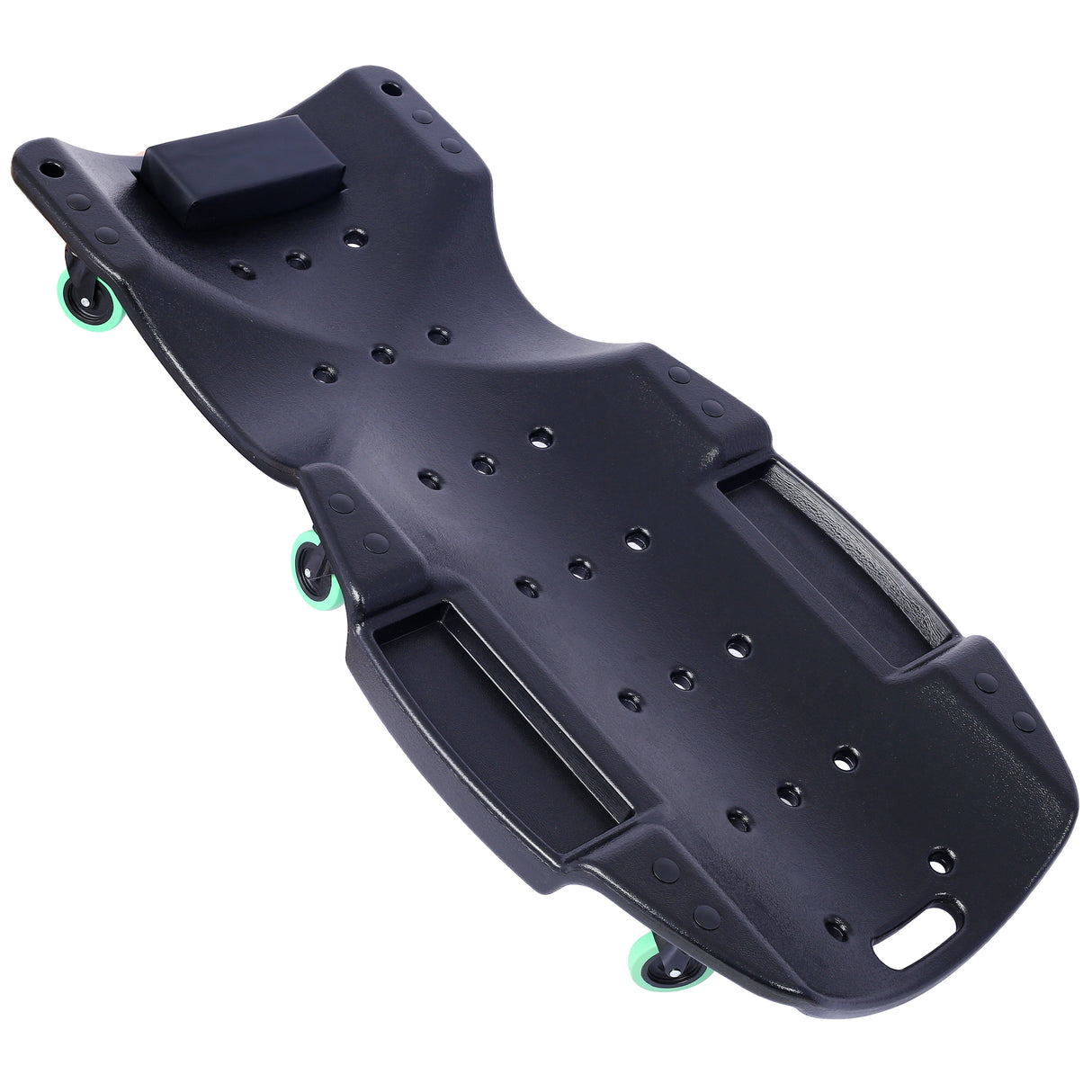 Plastic Creeper 48 Inch Blow Molded Ergonomic HDPE Body with Padded Headrest & Dual Tool Trays 440 Lbs Capacity Black