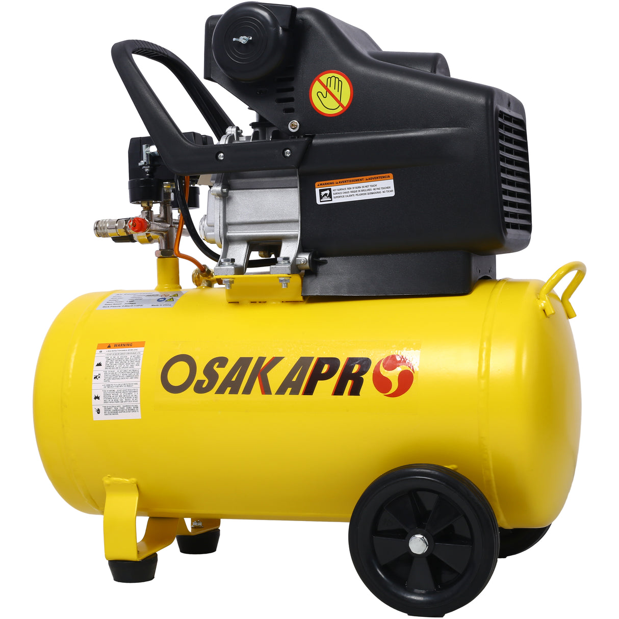 3.5HP Portable 10 Gallons Oil-Lubricated Air Compressor Tank Ultra Quiet Horizontal Adjustable Pressure with Built-in Wheel Yellow