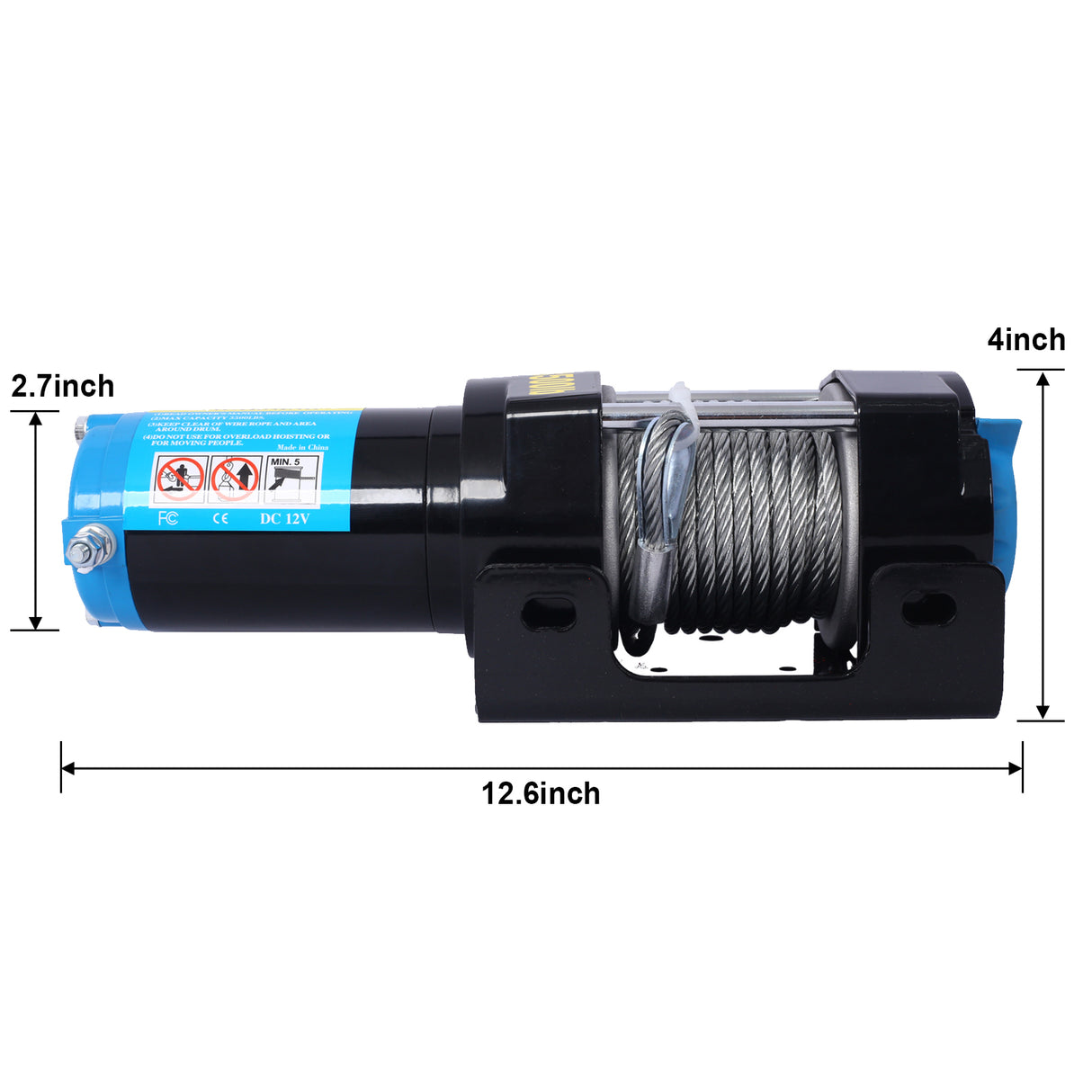 ATV/UTV 12 V 3500LBS elektrische lier met staalkabel en draadloze afstandsbediening rolgeleider