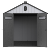 8×10ft Plastic Storage Shed para sa Backyard Garden Big Spire Tool Black Gray