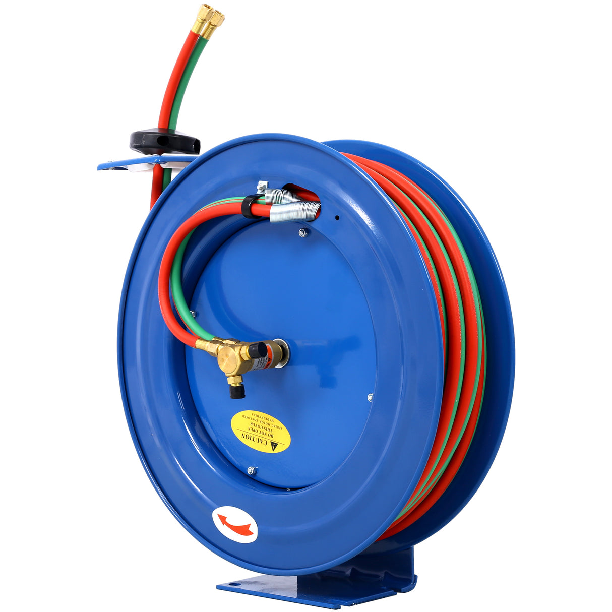 Welding Hose Reel Retractable 1/4 Inch x 100 Foot Twin Oxygen Acetylene Rubber STD Max 200PSI Heavy Duty Industrial Single Arm Construction