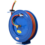 Welding Hose Reel Maaaring Iurong 1/4 Inch x 100 Foot Twin Oxygen Acetylene Rubber STD Max 200PSI Heavy Duty Industrial Single Arm Construction