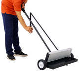 24'' Rolling Magnetic Pick-Up Sweeper Heavy Duty Push-Type with Release 100 Lbs Capacity